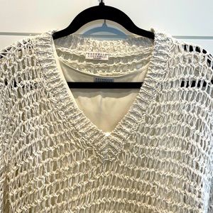 Brunello Cuccinello sparkly hand made sweater with satin sleeveless t.